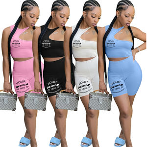 <span class=keywords><strong>Vestiti</strong></span> <span class=keywords><strong>estivi</strong></span> Sexy Slim Fit <span class=keywords><strong>in</strong></span> <span class=keywords><strong>maglia</strong></span> traforata senza maniche 2 pezzi Set donna donna completi due pezzi Set pantaloncini da donna - Product Image 1