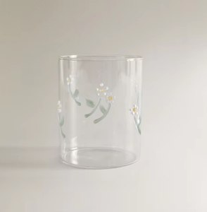 Bicchiere in Vetro Trasparente con Motivo Floreale Dipinto a Mano, Personalizzabile, per <span class=keywords><strong>Caffè</strong></span> Freddo e Succhi - Product Image 1