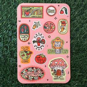 A5 A6 Impressão a Cores Completas Folha De Adesivo De Vinil Impermeável Logotipo Personalizado Coreano Kiss Cut White Vinyl PVC <span class=keywords><strong>Label</strong></span> Sticker Sheet - Product Image 3