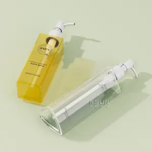 Botol Kosmetik PET Bening, Botol Kosmetik Riasan Segitiga Persegi Transparan dengan Pompa 150Ml