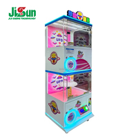 Machine à pinces à monnayeur à thème spatial OVNI à double plateau, avec carrousel rotatif, LED, construction en métal et plastique, version anglaise