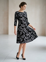 Tissu en velours noir imprimé feuille de fougère argentée pour robes, rideaux et vêtements de mode