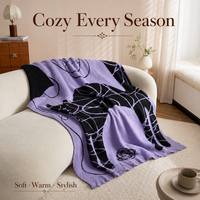 Plaid en polaire doux violet à motif abstrait, lavable en machine, léger, chaud, toutes saisons, élégant pour canapé et maison, vente en gros
