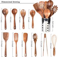 11 cuillères en bois pour la cuisine, ustensiles de cuisine en bois de teck, ustensiles de cuisine en bois antiadhésifs, ensembles de cuillères en bois