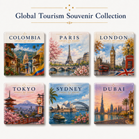 Aimant de réfrigérateur en céramique souvenir de la Colombie, aimant carré avec impression artistique des monuments de la ville, cadeau touristique, OEM ODM personnalisé, vente en gros