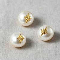 Kancing Mutiara Imitasi Putih Krim Bulat 16L 20L dengan Hiasan Bintang Bernuansa Emas untuk Blus dan Gaun Pengantin