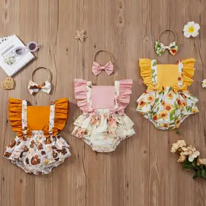 2023 Fashion Designed Printed Cotton New Born Baby Rompers