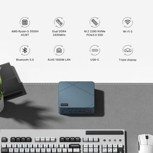 Bosgame Ryzen 5 3550h <span class=keywords><strong>Mini</strong></span> <span class=keywords><strong>PC</strong></span> Windows 11 Pro 16GB DDR4 RAM 512GB PCIe SSD Vega 8 đồ họa Ba 4K 60Hz hiển thị USB 3.2 X3 USB - Product Image 5