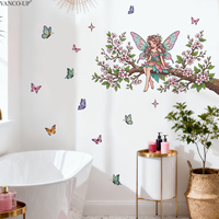 Stiker Dinding Peri Pohon Bunga Sakura untuk Kamar Anak, Ruang Tamu, dan Kamar Tidur Stiker Dinding Latar Belakang Berperekat