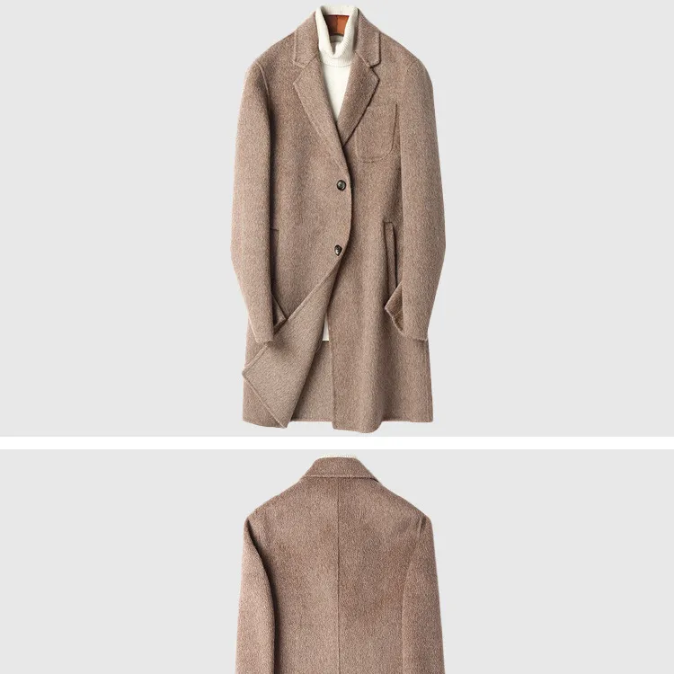 ALPLCA wool coat men's suit collar medium length double tweed cashmere no winter coat men's thick