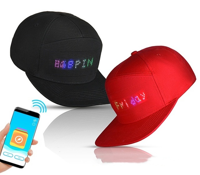 USB Custom  LED Display Cap APP English Bluetooth Walking Cap Outdoor Sunshade Advertising LED Hip-hop Cap Light up  for Party