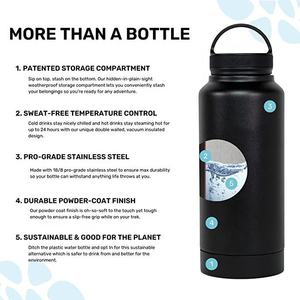 Bottiglia d'acqua isolata sottovuoto, acciaio inossidabile e doppia parete, scomparto nascosto/vano portaoggetti, rimane freddo per 24 case - Product Image 2