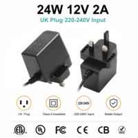 Adaptateur secteur 24W 12V 2A, prise murale américaine, alimentation à découpage, convertisseur AC/DC pour écran LCD, affichage LED, système de sécurité CCTV, cordon