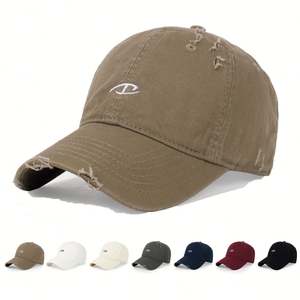 หมวกเบสบอลสไตล์วินเทจสำหรับผู้ชายหมวกเบสบอลแบบไม่มีโครงสร้างมี6แผงพร้อมโลโก้ - Product Image 1