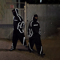 Ensemble survêtement léger en nylon avec sweat à capuche réfléchissant personnalisé de 3 m et pantalon de survêtement en nylon coupe-vent