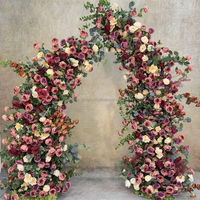 Décorations florales artificielles pour arche de mariage, mélange de roses en soie rose et d'hortensias verts, pour mariages, fêtes, fiançailles et événements familiaux