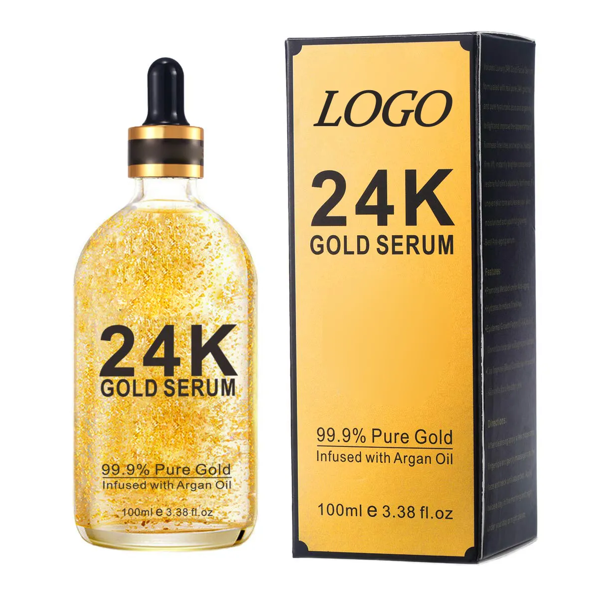Private Label Facial Anti Aging Ha Pure Nano Collageen Glow Hydraterende Gezicht Whitening Huidverzorging 24 K <span class=keywords><strong>Goud</strong></span> Serum