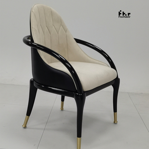 Modern <b>Velvet</b> Restaurant <b>Chairs</b> Midcentury Design Cushioned <b>Black</b> Frame Gold Feet Commercial Dining Furniture Set - Product Image 1