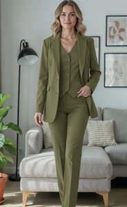 Conjunto de Blazer, Chaleco y Pantalón de Tres Piezas Personalizado para Mujer, Ropa Formal de Negocios, Proveedor de Ropa Corporativa Profesional - Product Image 3