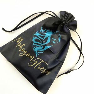 Sac en satin à cordon personnalisé avec logo imprimé, emballage textile promotionnel - Product Image 1