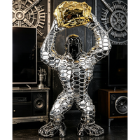 Statue décorative en résine personnalisée Gorille Chimpanzé Evelyn pour meuble TV, Ornement d'intérieur, Grand singe rugissant en résine pour la maison