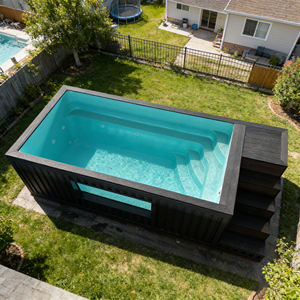 Piscine familiale semi-enterrée en fibre de verre, grande piscine de luxe pour l'extérieur, motifs mosaïques, résistante aux UV, capacité personnalisée - Product Image 3