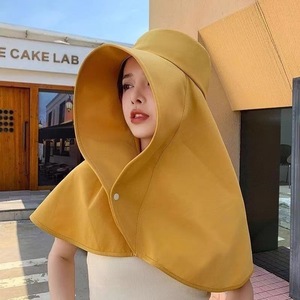 Sombrero de ala ancha con protección solar y cubre cuello para mujer, protección UV, estilo pescador, beige, caqui, negro, rosa, amarillo - Product Image 1