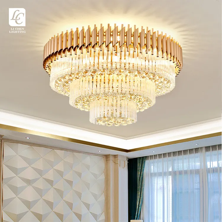 Hot Sale Indoor Decoration Living Room Bedroom Dining Room Black Gold Luxury LED Crystal Ceiling Chandelier