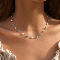 Collier de perles simulées pour femme, plaqué or, anti-ternissement, hypoallergénique, tendance, cadeau chic pour anniversaire, mariage