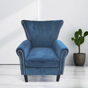 Hot-bán phòng khách cánh trở lại cánh tay ghế thoải mái bọc nhung màu xanh ghế bành - Product Image 1