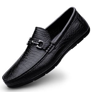 Zapatos Casuales de Cuero Genuino con Capa Superior de Color Sólido y Grabado en Relieve, Mocasines de Verano para Hombre - Product Image 6