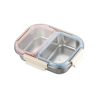 Boîte à lunch scolaire pour enfants, 850 ml, 2 compartiments, en acier inoxydable 304, sans BPA, amovible, personnalisable avec logo OEM, compatible lave-vaisselle