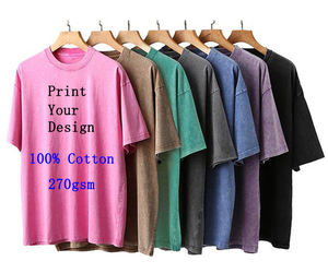 Camicia da Uomo 100% Cotone Lavaggio Acido Oversize Girocollo Semplice Abbigliamento Sportivo e per il Tempo Libero Manica Corta 100% Cotone - Product Image 1