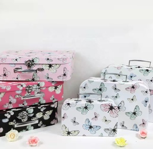 Luxury Paper Cardboard <strong>Vintage</strong> Suitcase Box Butterfly Pattern Children Kids Blanket <strong>Clothes</strong> Suitcase Gift <strong>Boxes</strong> With Handle - Product Image 5