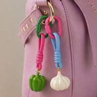 Groente- en fruitbedel sleutelhanger kleurrijk gevlochten touw karabijnhaak sleutelring voedselhanger tasbedel voor feestfavoren dagelijks cadeau