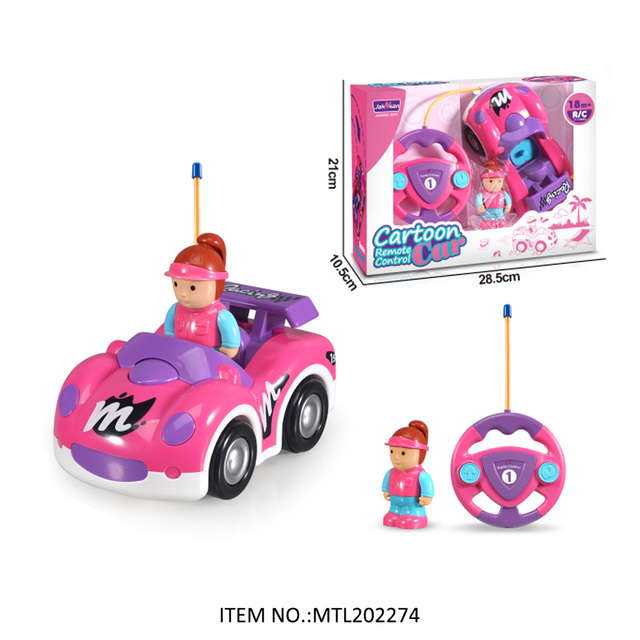 New Arrival 2 Channel Cartoon Electronic Toys Remote Control Car Toys Pink Mini RC Car With Music Light for Kids