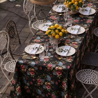 Nappe de table en tapisserie tissée à motifs floraux rétro, disponible en plusieurs couleurs pour la décoration de restaurants, de fêtes en plein air et d'événements