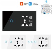 Interruptor Inteligente WiFi Smart Life, Enchufe de Pared Duradero de 240V con 2 Tomas USB+Tipo-C, Panel Táctil, Doble Polo/Doble Vía, Resistente al Agua