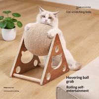 Bola Penggaruk Kucing Ramah Lingkungan Bentuk Segitiga, Tali Sisal, Mainan Kucing Tahan Lama, Bingkai Panjat untuk Kucing Indoor