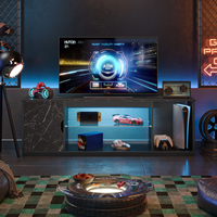 Vente en gros en usine Centre de divertissement de jeu Console multimédia Meuble TV avec lumière LED et étagère en verre