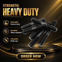 Double-end Carbon Steel Threaded Rod M14-M30 DIN975 Standard Metric Thread Grade 8.8 Black Zinc Plated Finish None Nuts