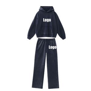 Custom Logo 400gsm Unisex Distressed Sun Faded Acid Wash Sweatpants and <b>Hoodie</b> Set with Pockets and Gradient Color Design - Product Image 3