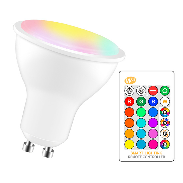 RSH Matter Alexa Google Homekit RGB Colorful LED Downlights Wireless Remote Smart Spot Light GU10 Bulb 5W 70 Degree