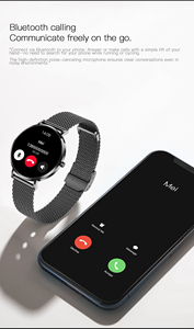 Montre connectée Slim Design T8 <span class=keywords><strong>Ultra</strong></span> BT Calling avec écran AMOLED HD rond de 1,19 pouce, suivi de la fréquence cardiaque et entraînement respiratoire pour femmes - Product Image 5