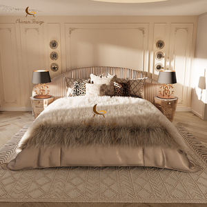 Modern Italian Style Luxurious Eco-Friendly Comfortable Upholstered Genuine Leather Soft <b>Bed</b> King <b>Size</b> Wooden - Product Image 1