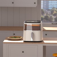 Friteuse à air carrée transparente avec cuve antiadhésive, écran tactile intelligent, friteuse électrique saine sans huile