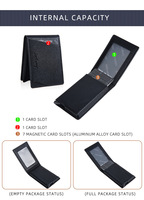 Baellerry dompet penyimpan kartu kulit PU, dompet pendek pemblokir RFID ramping dengan gesper Pemegang Kartu Pop