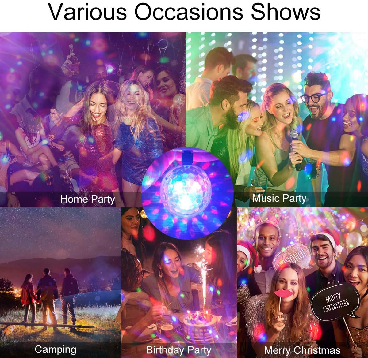 USB Mini Disco Lights Small Ball Stage Lamp USB Port for Mobile Phone Car Colorful RGB Bulb for DJ Karaoke Club Birthday Home