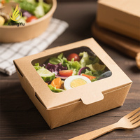 Boîte cadeau personnalisable en papier kraft 8x8x3 pouces avec fenêtre transparente, emballage durable et personnalisé pour la préparation de repas et les plats à emporter