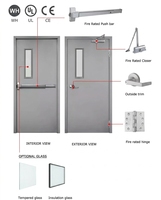 Puertas Cortafuegos Comerciales Modernas de Acero con Ventanas de Vidrio Personalizables